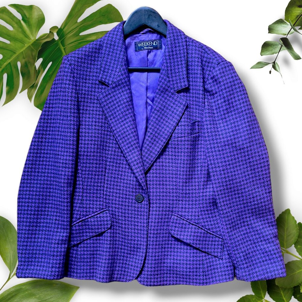 Vintage Max Mara Weekend Wool Purple Black Blazer, sz M-L